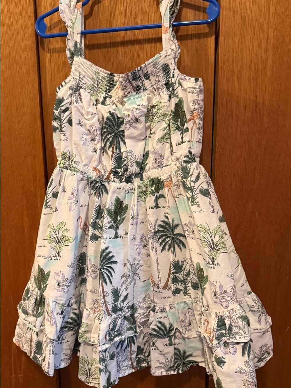 Janie and Jack White Tropical Palm Print Sundress